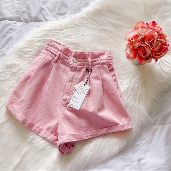Bershka Pants - BERSHKA Paper Bag Ultra High Waist Shorts